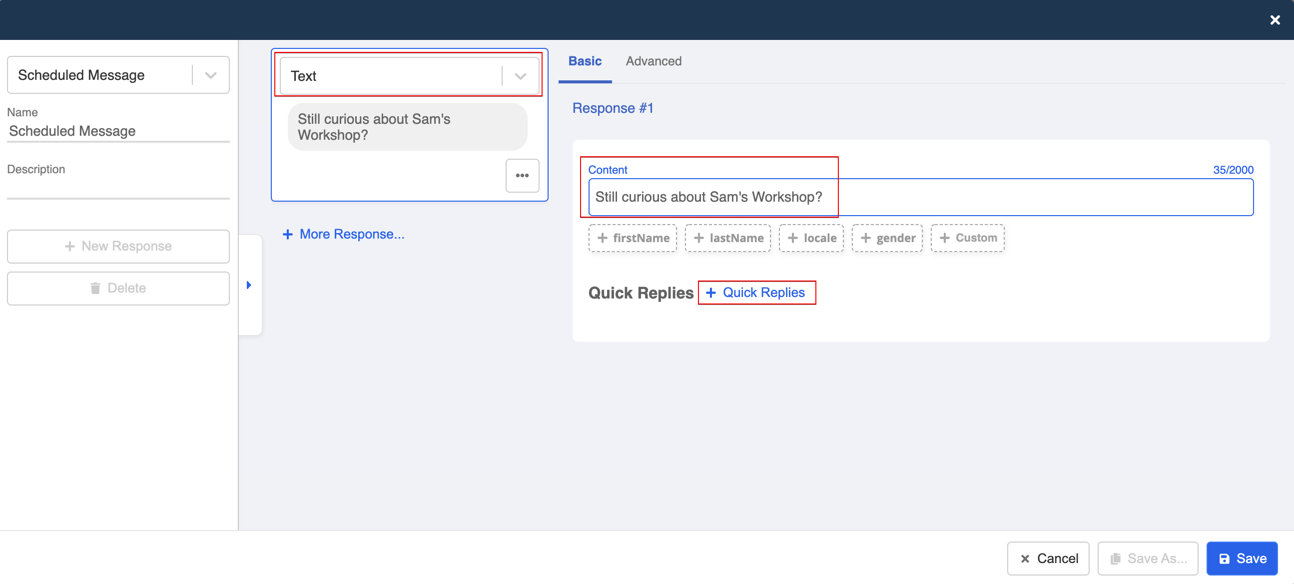Create Scheduled Response